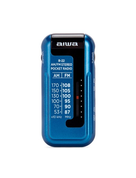 ÷ Radio analogica mini aiwa r-22bl am/fm hyperbass color azul