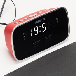 ÷ Radio despertador aiwa cru-19 red 2 puertos usb de carga 5v 2.4a