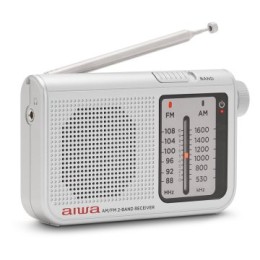 ÷ Radio analogica con altavoz aiwa rs-55 silver sintonizador analogico altavoz integrado y jack 3.5mm